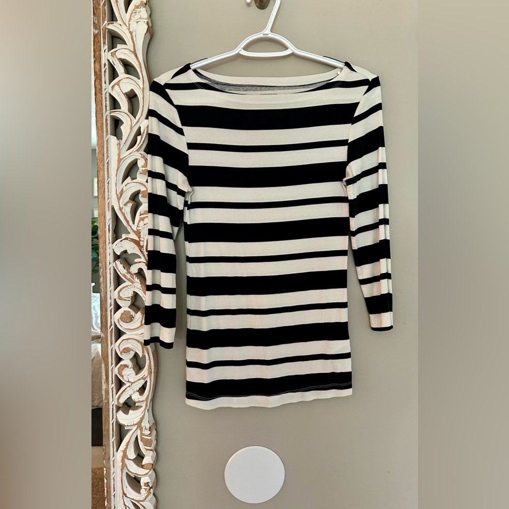 Black and white striped crew next top
